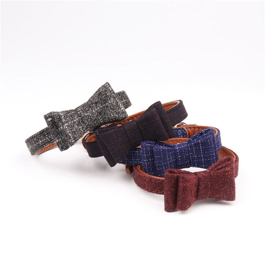 KFX-6342717 British Bow Fabric Pet Collar for Dogs and Cats