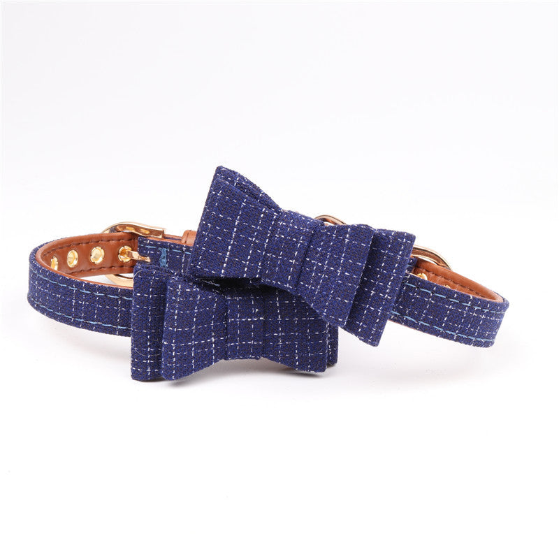 KFX-6342717 British Bow Fabric Pet Collar for Dogs and Cats