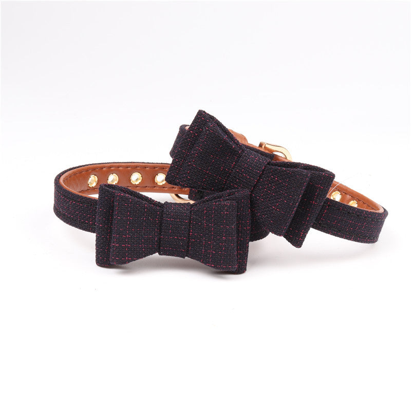 KFX-6342717 British Bow Fabric Pet Collar for Dogs and Cats