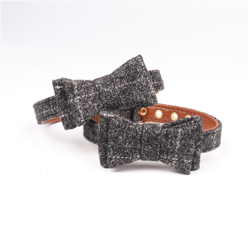KFX-6342717 British Bow Fabric Pet Collar for Dogs and Cats