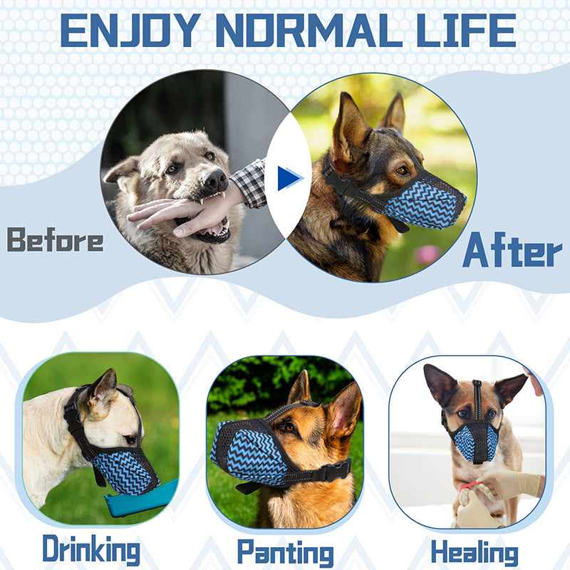 KFX-6343997 Breathable Soft Basket Muzzle for Medium to Large Dogs with Adjustable Strap and Air Mesh Design