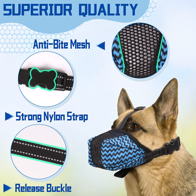 KFX-6343997 Breathable Soft Basket Muzzle for Medium to Large Dogs with Adjustable Strap and Air Mesh Design