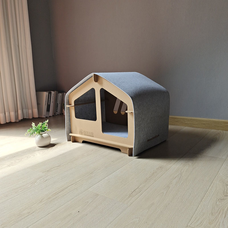 KFX-6344765 Cozy Wooden Pet House for Cats and Small Dogs - All Season Design