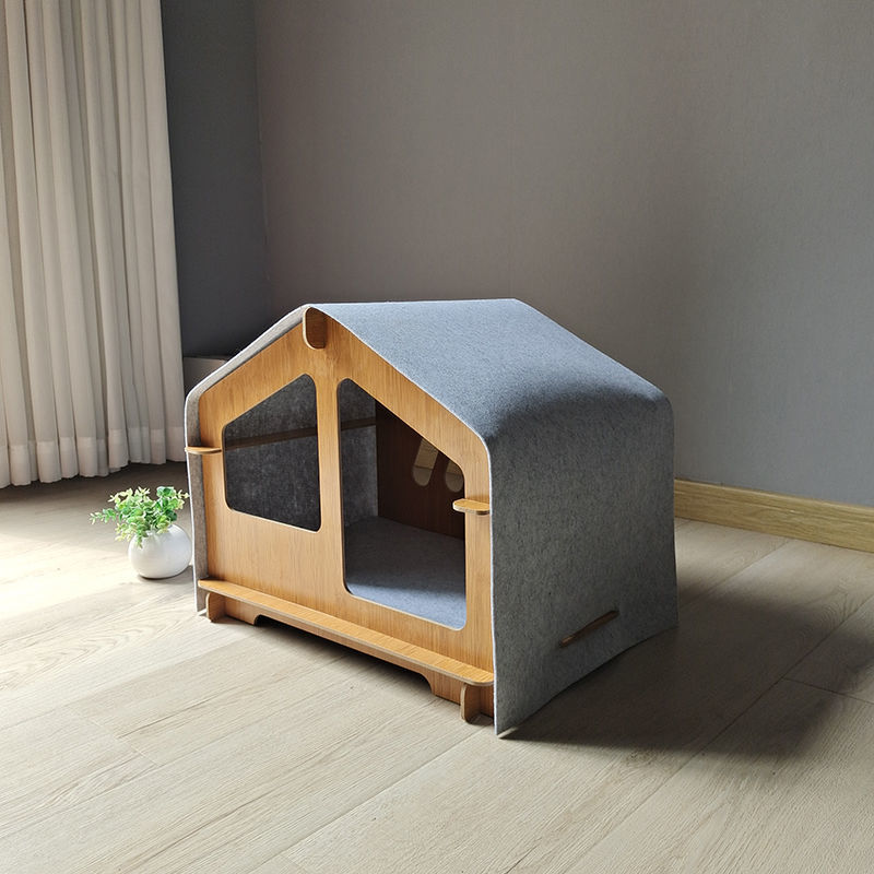 KFX-6344765 Cozy Wooden Pet House for Cats and Small Dogs - All Season Design