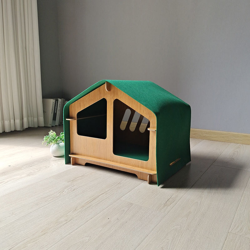KFX-6344765 Cozy Wooden Pet House for Cats and Small Dogs - All Season Design