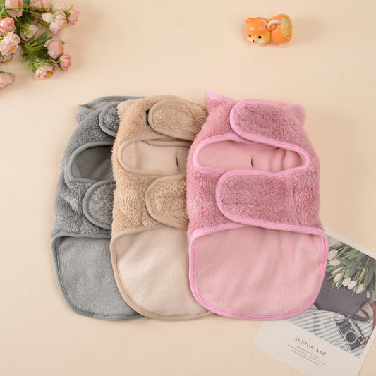 KFX-6345277 Windproof Suede Pet Coat for Fall and Winter - Unisex Sizes XS-6XL in Gray, Apricot, Pink