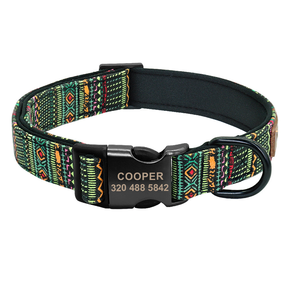 KFX-6348477 Custom Nylon Dog Collar with Adjustable Fit and Engraved Lettering for Medium Dogs - Available in Multiple Colors