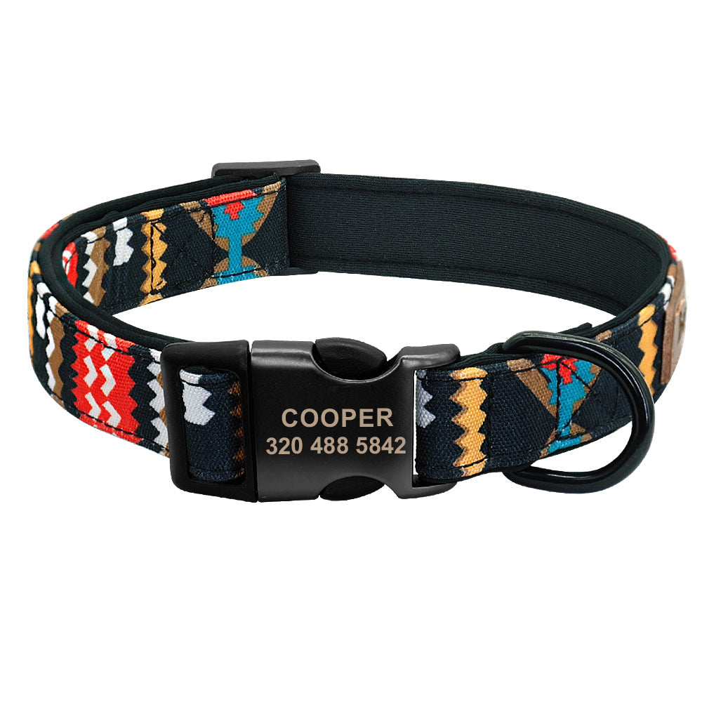 KFX-6348477 Custom Nylon Dog Collar with Adjustable Fit and Engraved Lettering for Medium Dogs - Available in Multiple Colors