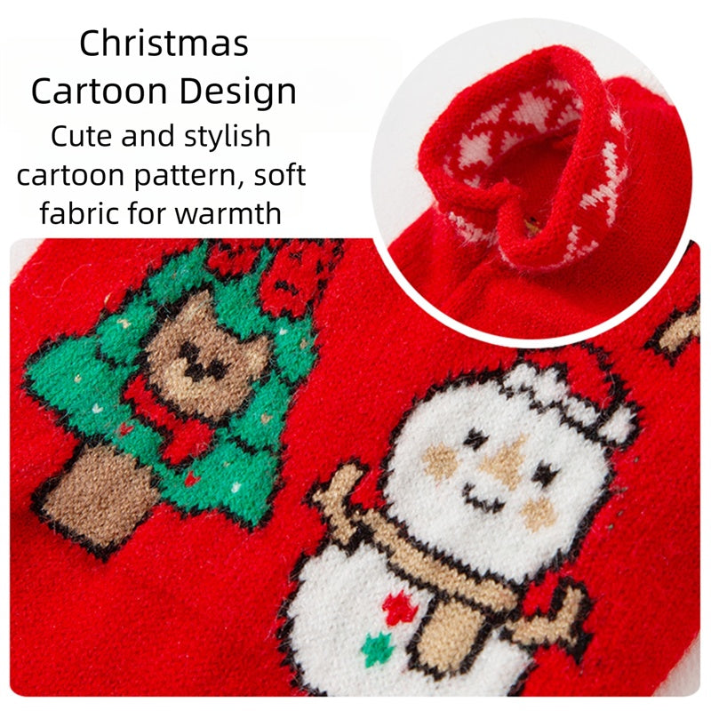 KFX-6351037 Festive Knitted Dog Sweater with Snowman and Christmas Bear Design