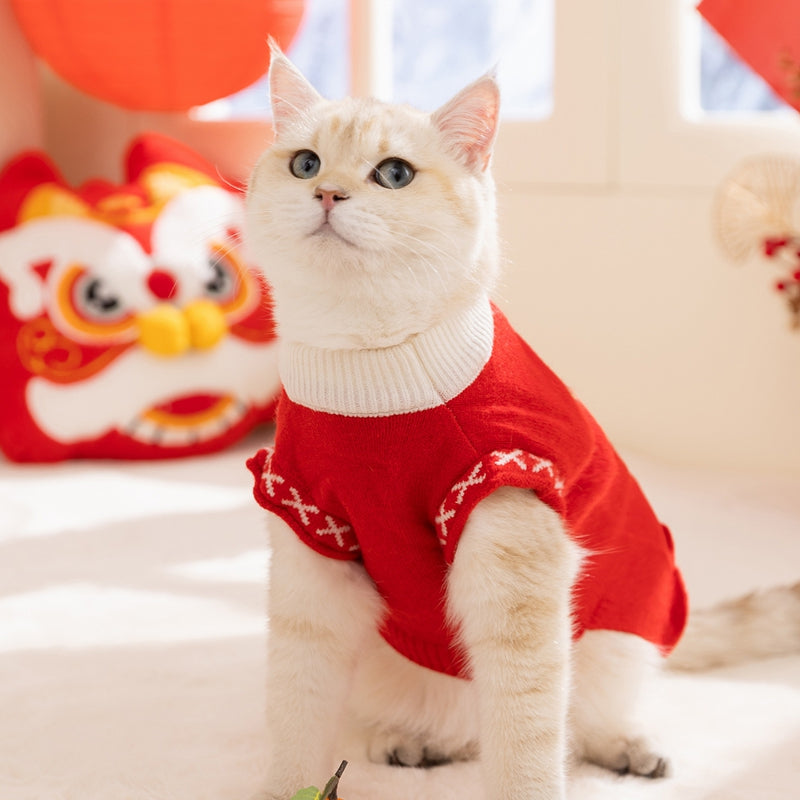 KFX-6351037 Festive Knitted Dog Sweater with Snowman and Christmas Bear Design