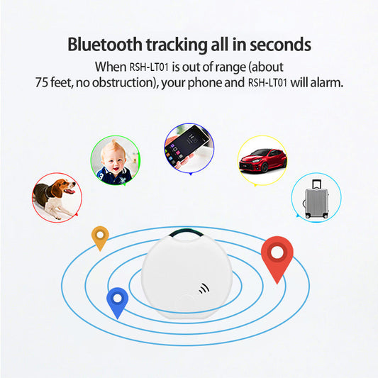 KFX-6351933 Smart Bluetooth Pet Location Tracker - White Plastic Design, Compact Size 40x40x10mm