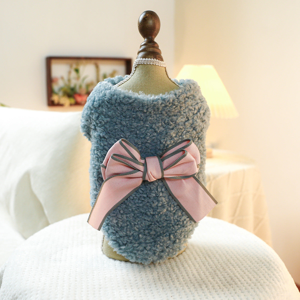 KFX-6352061 Bowknot Pattern Polyester Pet Vest in Blue, White, and Pink - Available in Multiple Sizes