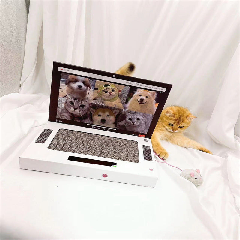 KFX-6352445 Foldable White Cat Scratch Board - Wear-Resistant Corrugated Paper, 33*25*5 cm