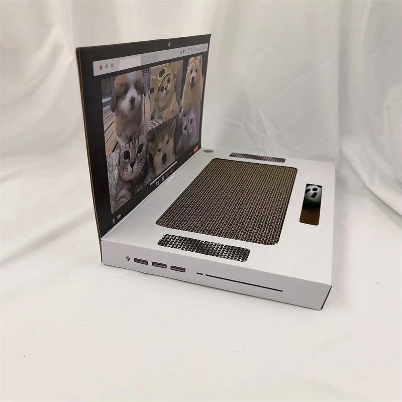 KFX-6352445 Foldable White Cat Scratch Board - Wear-Resistant Corrugated Paper, 33*25*5 cm