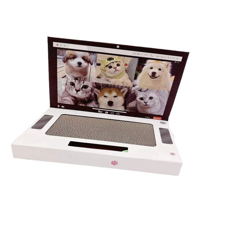 KFX-6352445 Foldable White Cat Scratch Board - Wear-Resistant Corrugated Paper, 33*25*5 cm