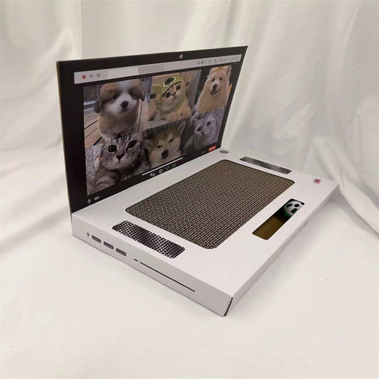 KFX-6352445 Foldable White Cat Scratch Board - Wear-Resistant Corrugated Paper, 33*25*5 cm