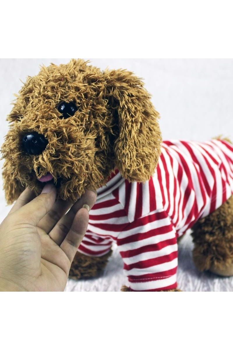 KFX-6352829 Striped Cotton T-Shirt for Small to Medium Dogs in Black/White or Red/White