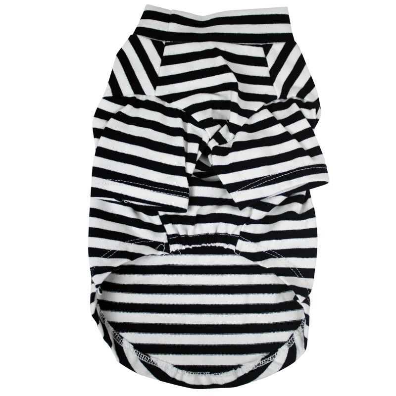 KFX-6352829 Striped Cotton T-Shirt for Small to Medium Dogs in Black/White or Red/White