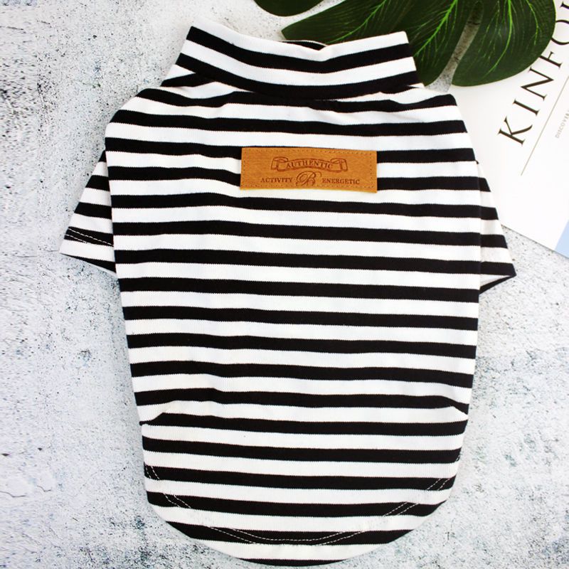 KFX-6352829 Striped Cotton T-Shirt for Small to Medium Dogs in Black/White or Red/White