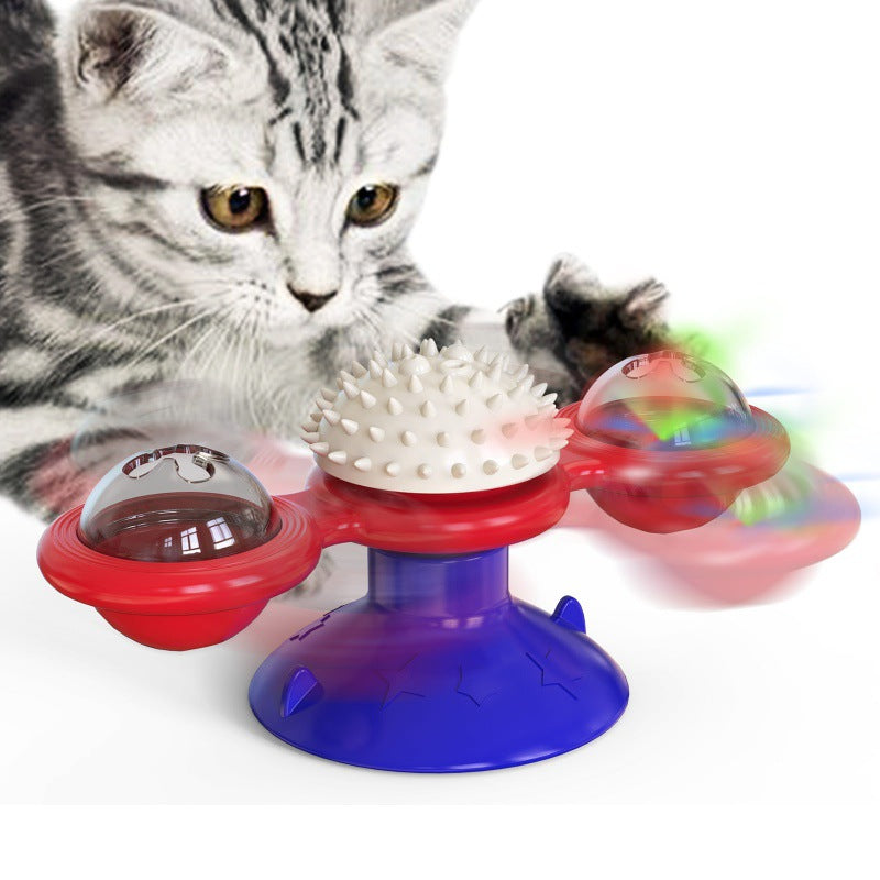 KFX-6353085 Mint Ball Turntable Cat Toy with Funny Stick for Playful Pets