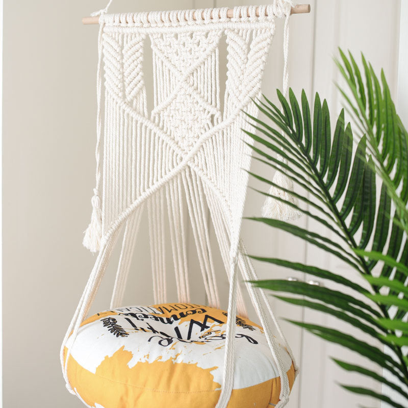 KFX-6353853 Hand-Woven Cotton Cat Hammock with Geometric Design - Cozy Pet Swing for Cats