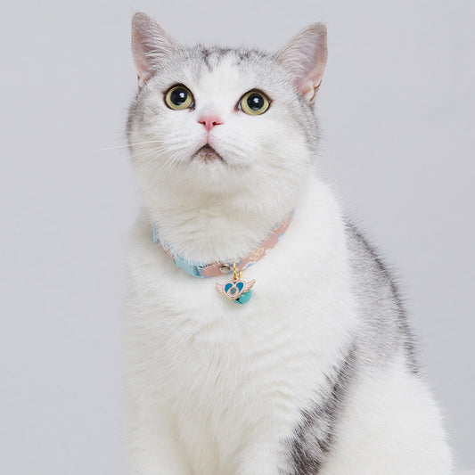 KFX-6354237 Colorful Cat Collar with Floral Patterns and Rainbow Designs - Adjustable XS to S Sizes