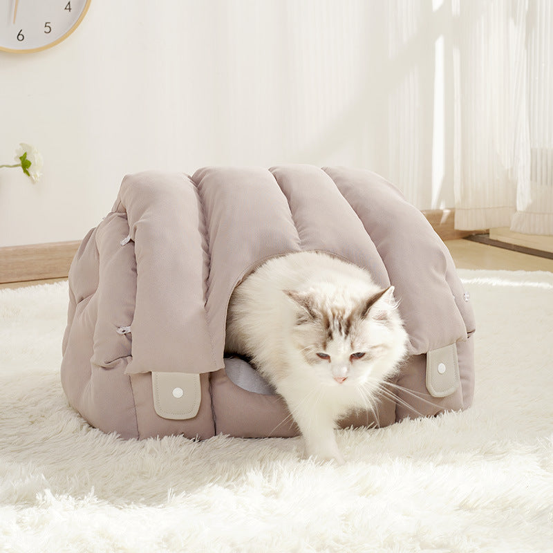 KFX-6356285 Dual-Purpose Soft Arched Cat Nest - Enclosed, Comfortable & Deformable Pet Sofa for Cats and Dogs