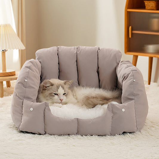KFX-6356285 Dual-Purpose Soft Arched Cat Nest - Enclosed, Comfortable & Deformable Pet Sofa for Cats and Dogs