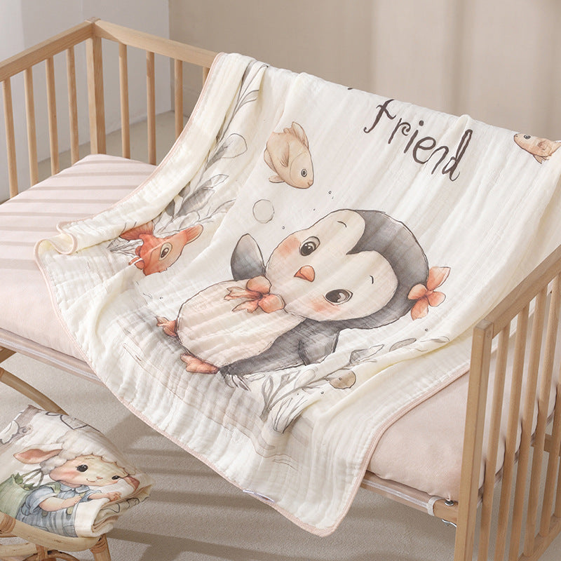 KFX-6358845 Cotton Cartoon Baby Blanket in Various Animal Designs - Soft Bamboo Fiber