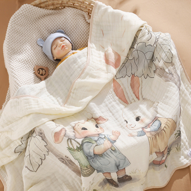 KFX-6358845 Cotton Cartoon Baby Blanket in Various Animal Designs - Soft Bamboo Fiber