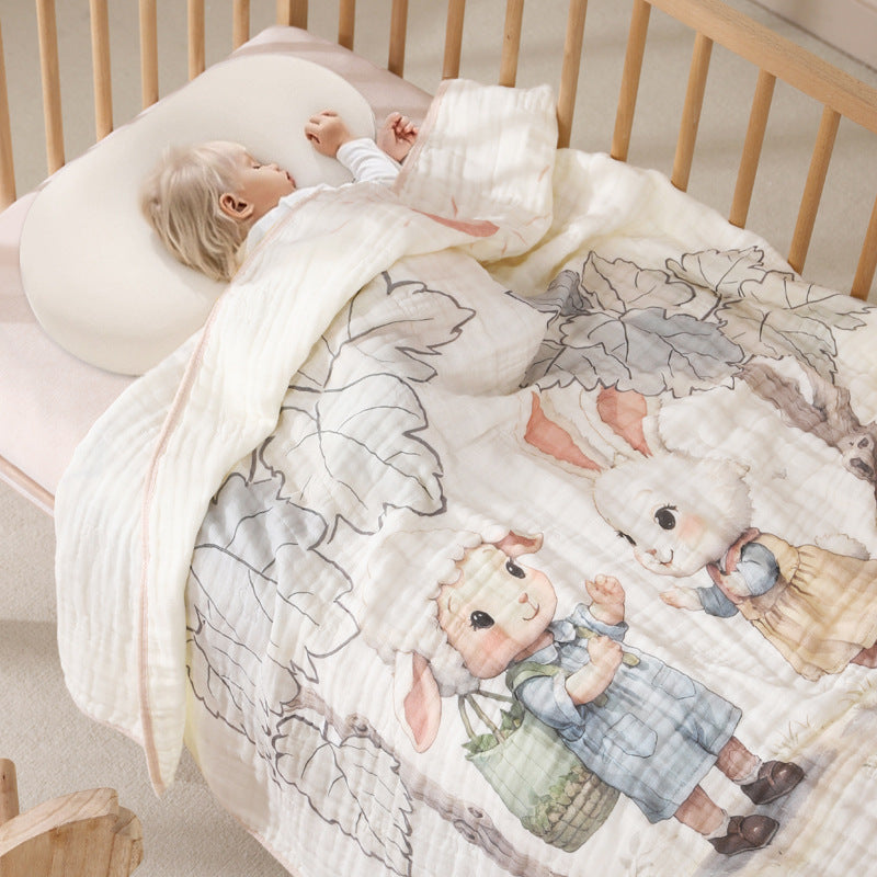 KFX-6358845 Cotton Cartoon Baby Blanket in Various Animal Designs - Soft Bamboo Fiber