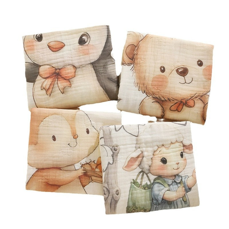 KFX-6358845 Cotton Cartoon Baby Blanket in Various Animal Designs - Soft Bamboo Fiber