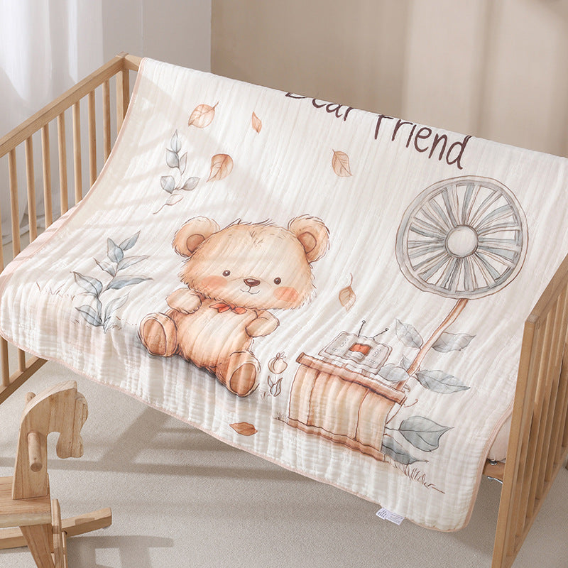 KFX-6358845 Cotton Cartoon Baby Blanket in Various Animal Designs - Soft Bamboo Fiber