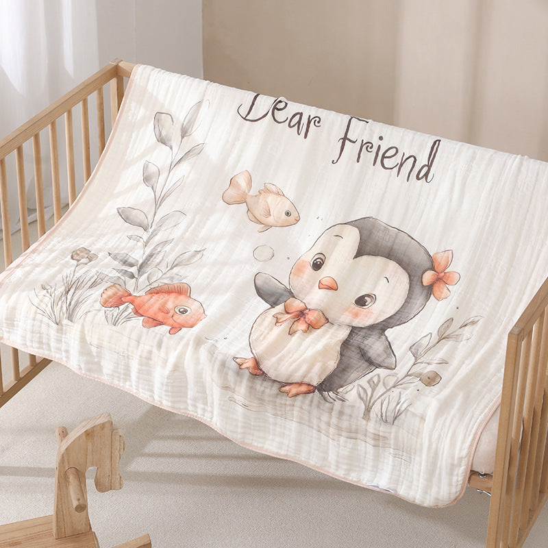 KFX-6358845 Cotton Cartoon Baby Blanket in Various Animal Designs - Soft Bamboo Fiber