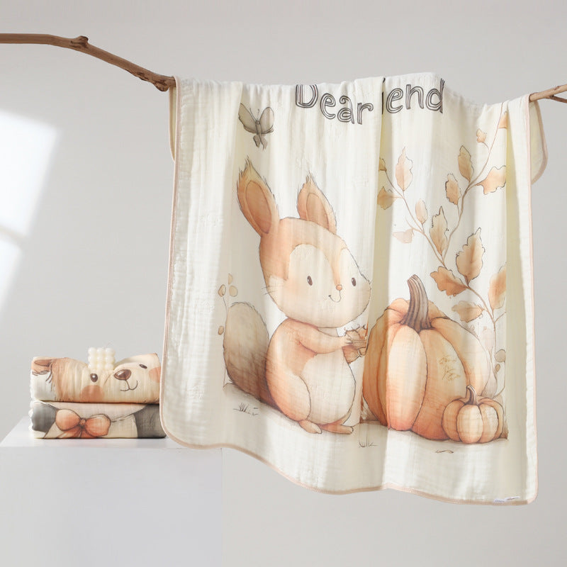 KFX-6358845 Cotton Cartoon Baby Blanket in Various Animal Designs - Soft Bamboo Fiber