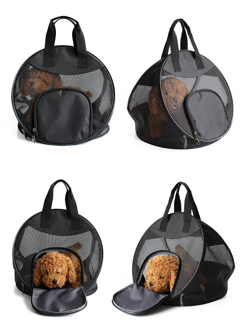 KFX-6361661 Portable Breathable Pet Handbag, Soft Polyester Carrier for Cats and Dogs Up to 12 Catties, 600D Oxford Material, 40 cm Diameter