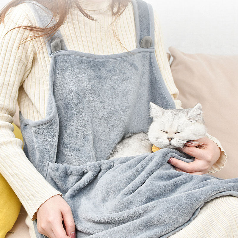 KFX-6362173 Soft Plush Pet Pinafore Apron in Grey - Non-Stick Arctic Velvet for Pets 1-7kg
