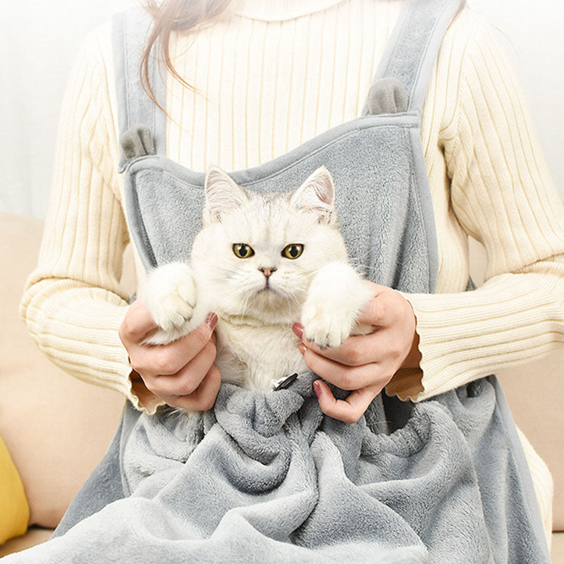 KFX-6362173 Soft Plush Pet Pinafore Apron in Grey - Non-Stick Arctic Velvet for Pets 1-7kg