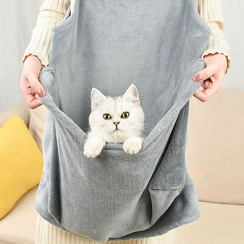 KFX-6362173 Soft Plush Pet Pinafore Apron in Grey - Non-Stick Arctic Velvet for Pets 1-7kg