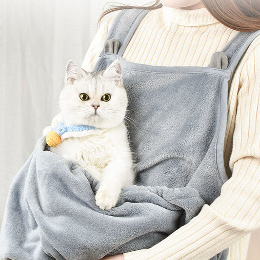 KFX-6362173 Soft Plush Pet Pinafore Apron in Grey - Non-Stick Arctic Velvet for Pets 1-7kg