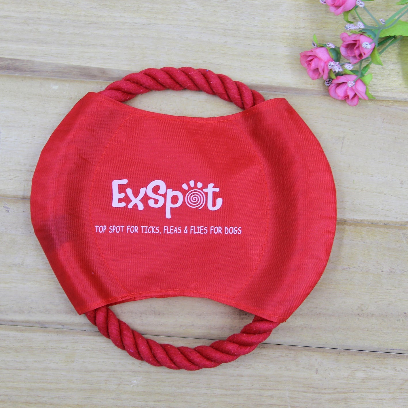KFX-6362813 Pet Dog Flying Disc Toy - Lightweight Canvas & Rope Frisbee for Outdoor Play, 19cm Diameter