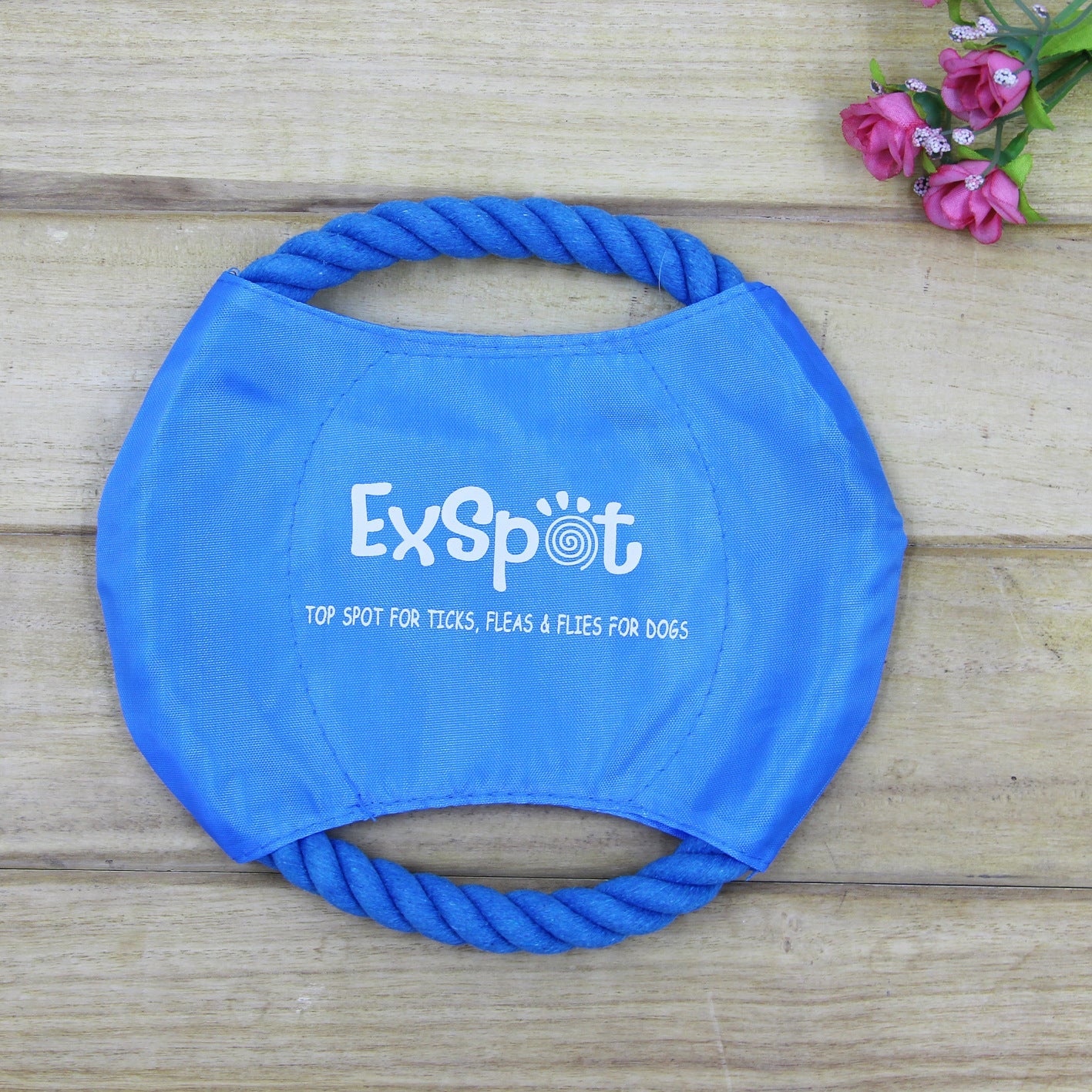 KFX-6362813 Pet Dog Flying Disc Toy - Lightweight Canvas & Rope Frisbee for Outdoor Play, 19cm Diameter