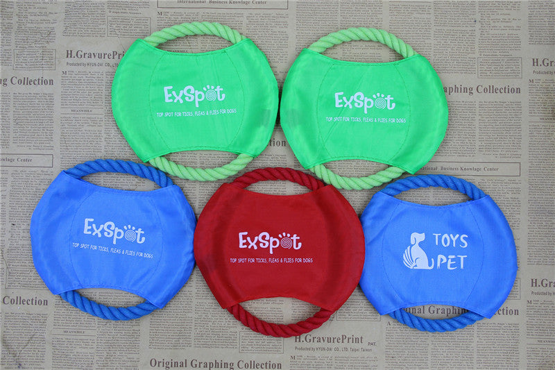 KFX-6362813 Pet Dog Flying Disc Toy - Lightweight Canvas & Rope Frisbee for Outdoor Play, 19cm Diameter