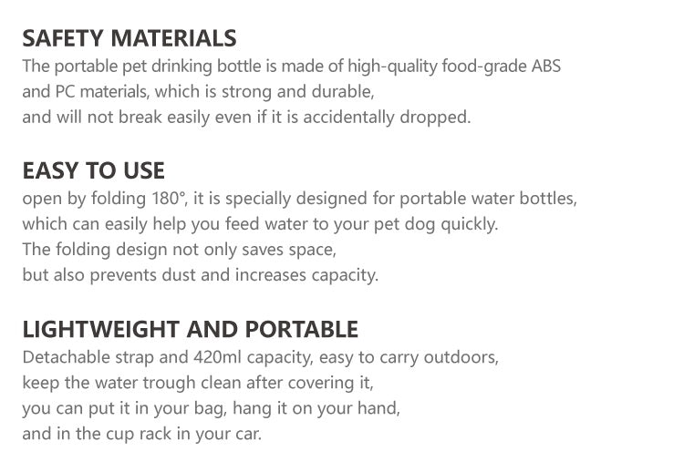 KFX-6363837 Portable Pet Water Cup - 420ml Plastic Travel Water Bottle for Dogs and Cats