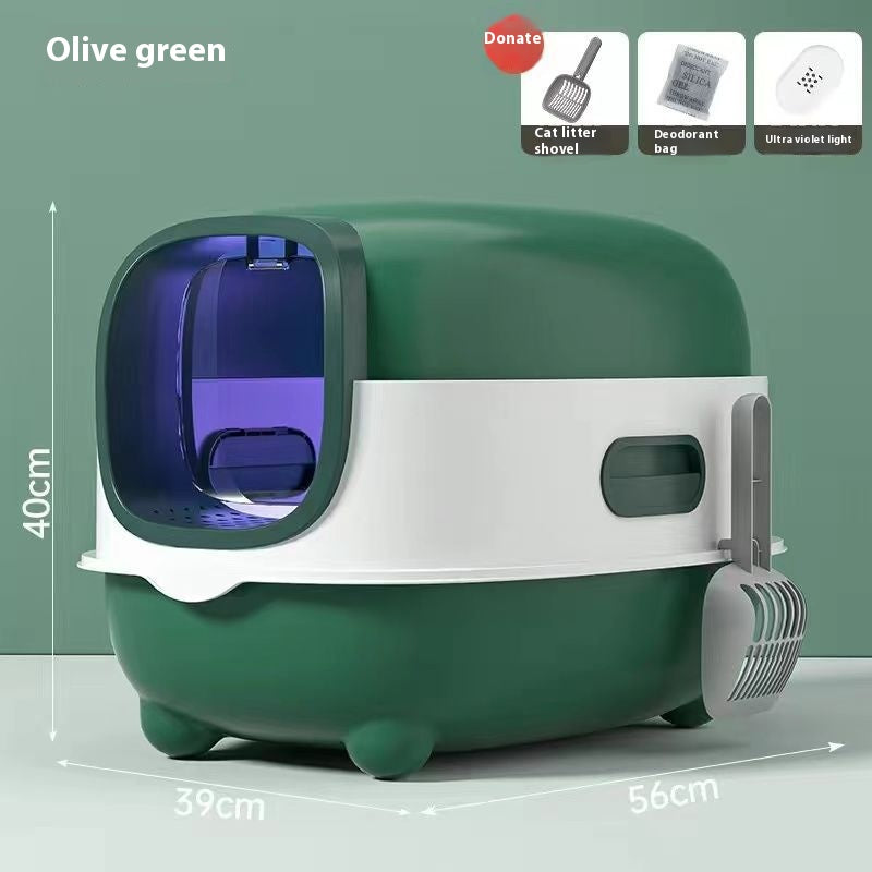KFX-6364221 Oversized Fully Enclosed Cat Litter Box with UV Sterilization Options and Basic Deodorization