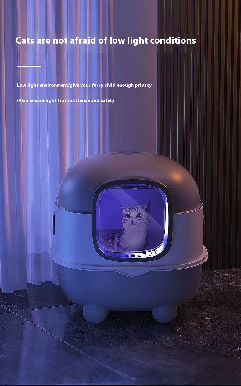 KFX-6364221 Oversized Fully Enclosed Cat Litter Box with UV Sterilization Options and Basic Deodorization