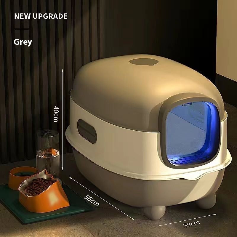 KFX-6364221 Oversized Fully Enclosed Cat Litter Box with UV Sterilization Options and Basic Deodorization