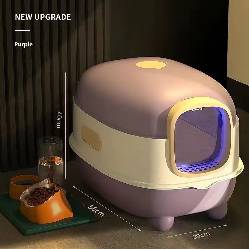 KFX-6364221 Oversized Fully Enclosed Cat Litter Box with UV Sterilization Options and Basic Deodorization