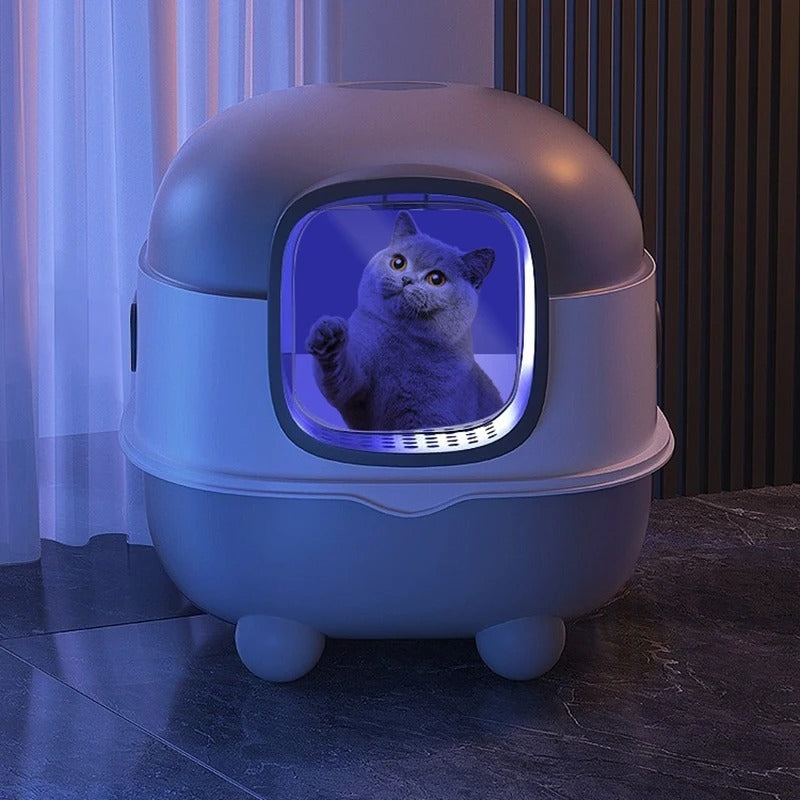KFX-6364221 Oversized Fully Enclosed Cat Litter Box with UV Sterilization Options and Basic Deodorization