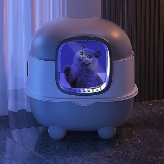 KFX-6364221 Oversized Fully Enclosed Cat Litter Box with UV Sterilization Options and Basic Deodorization